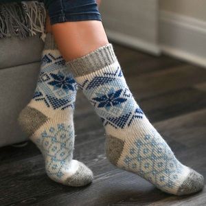 Woolly Knitted Cozy Extra Warm 70% Organic Merino Wool Slipper Socks For…
